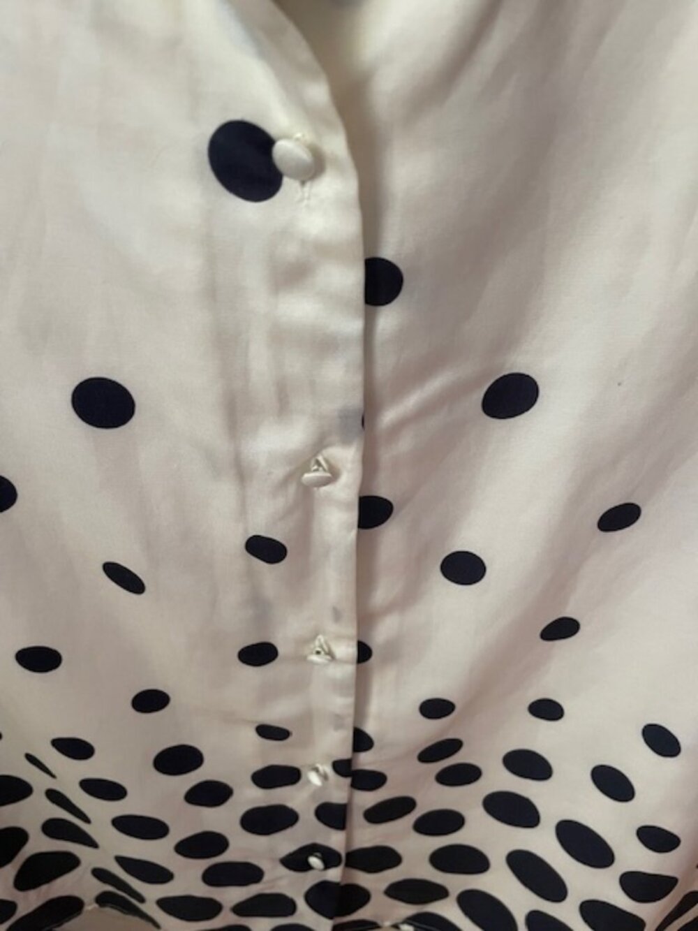 Talbots Blue/White Polka Dot Cotton/Silk Blend Top- lined- size M - Picture 3 of 6